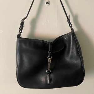 Coach black Hampton clip lock bag